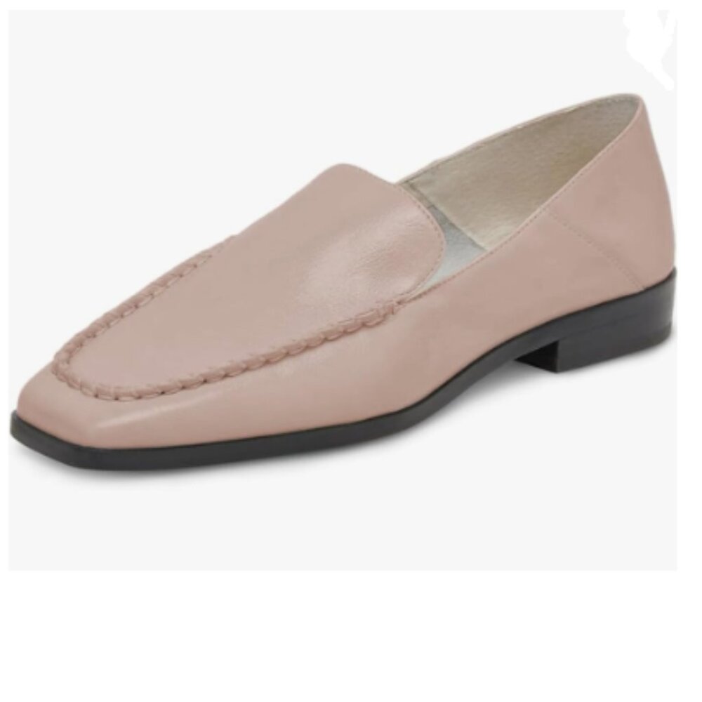 YDN Pink Chunky Low Heel Loafer Closed Square Toe Slip On Fashion Office Shoe